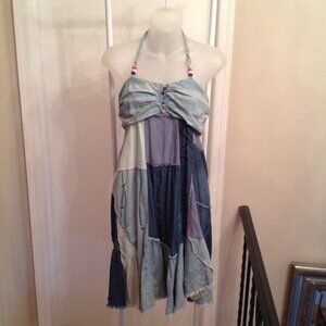 Desigual Denim Patchwork Halter Dress M